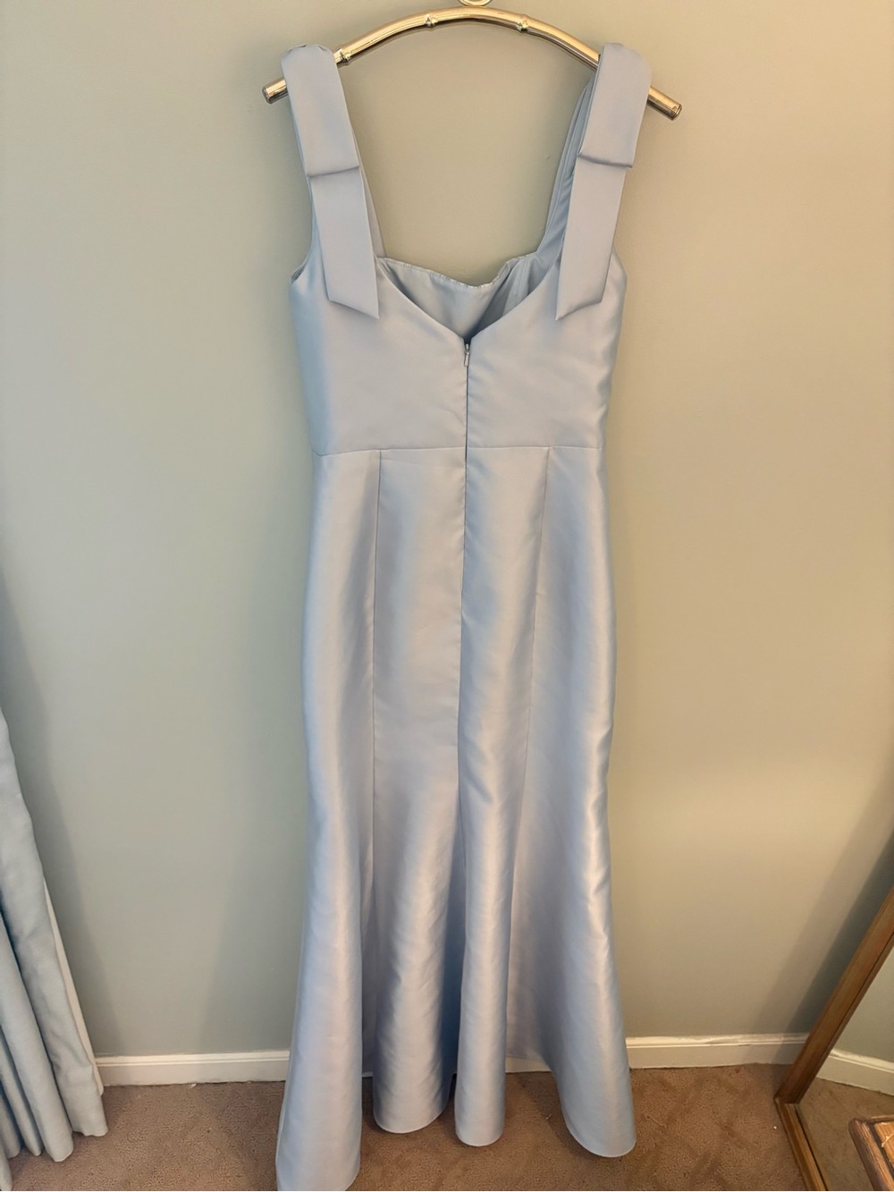 Alfred Sung D868 Mist Blue formal dress bridesmaids maxi bows - Picture 5 of 7